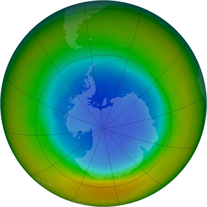 Antarctic ozone map for September 1984